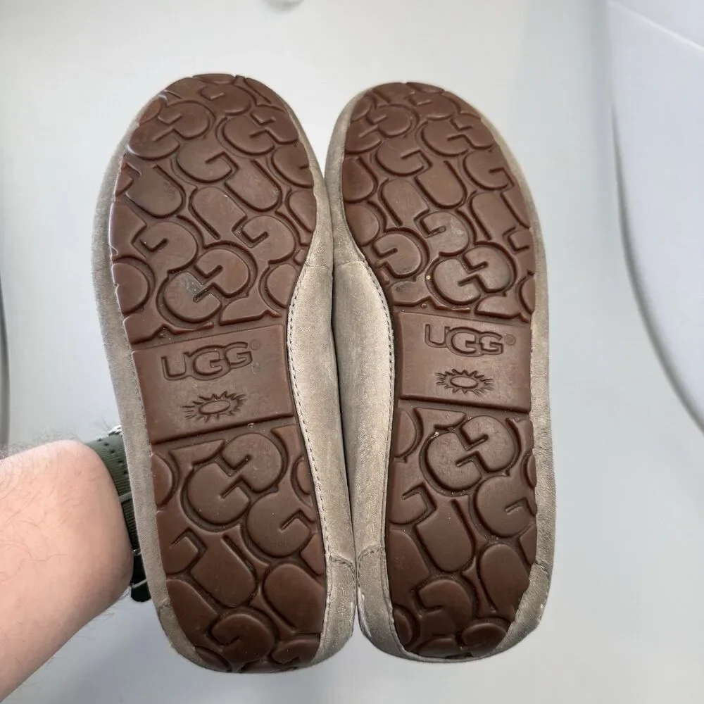 UGG Women's Ansley Slippers Light Gray Size 9 Suede Moccasin Loungewear EUC